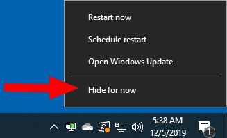 Windows 10從右鍵單擊隱藏Windows更新狀態圖標