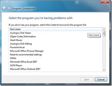 Windows 7中的程式兼容性