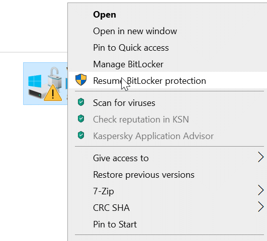 在Windows 10中從磁碟機中刪除鎖定圖標