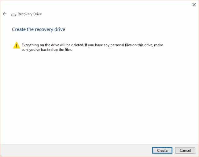 Windows 10創建系統修復隨身碟